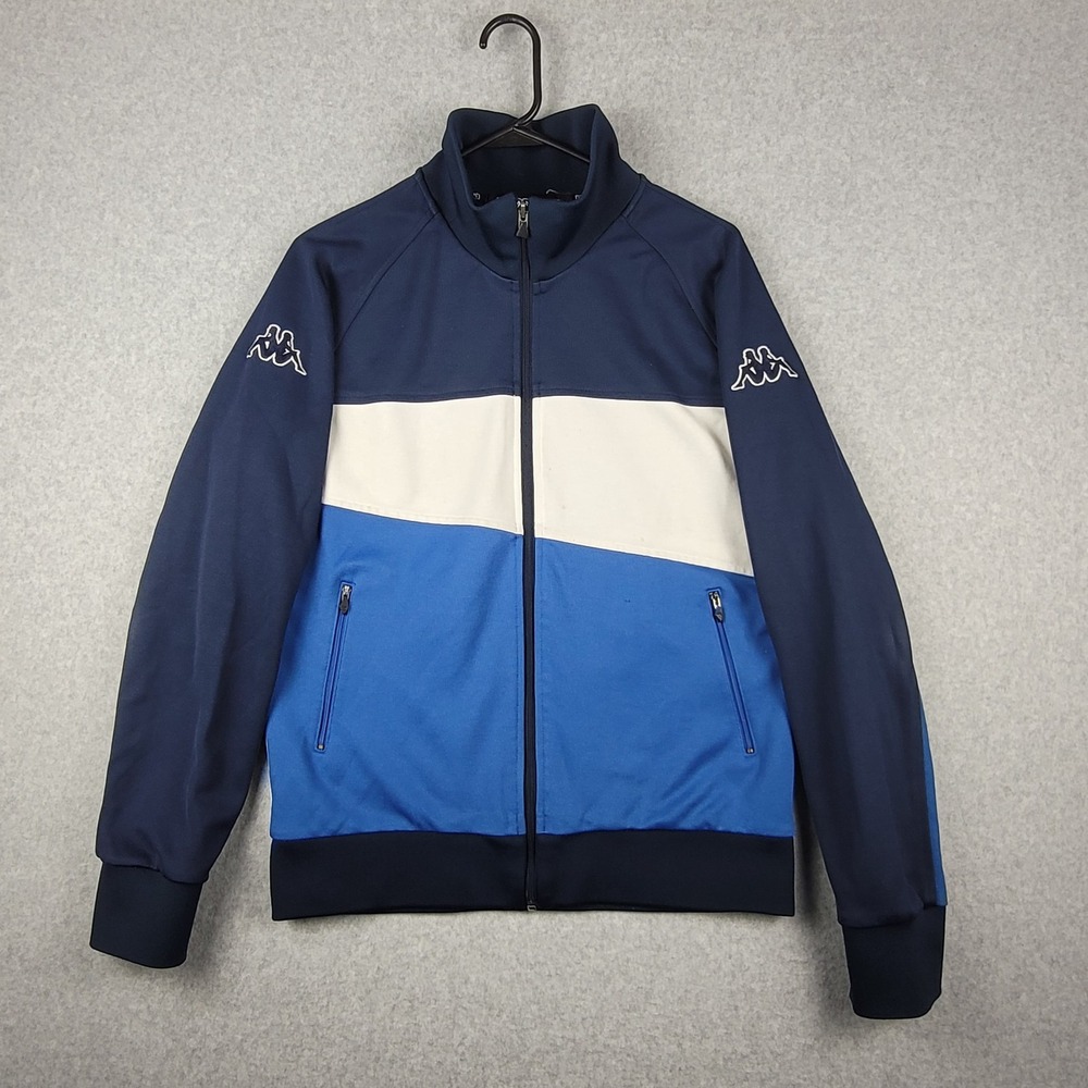 Vintage Kappa Sport Track Jacket Men's Large White Blue Full Zip Pockets